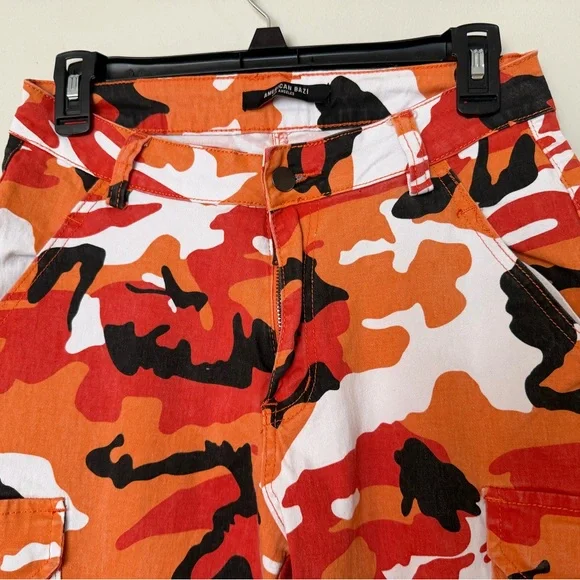 American Bazi Orange Camo Cargo Pants Joggers Utility Streetwear Size M - Picture 4 of 10